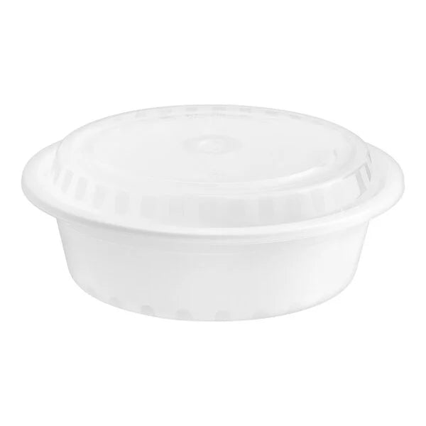 Choice 32 oz. Black Round Microwavable Heavy Weight Container with Lid - 150/Case
