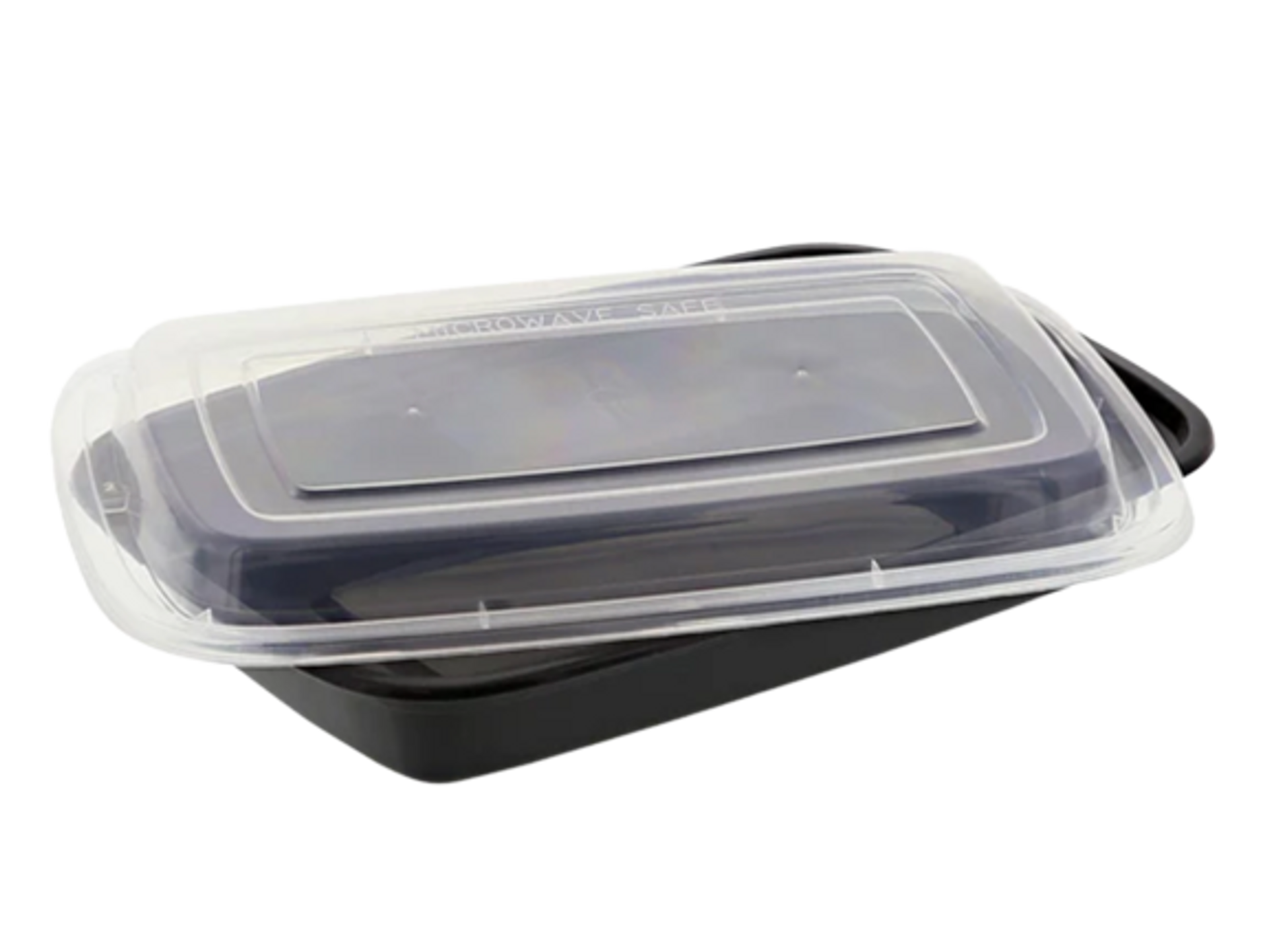 16 oz Rectangle Heavy Duty Black Base Container w/ Clear Lids (150/Case)