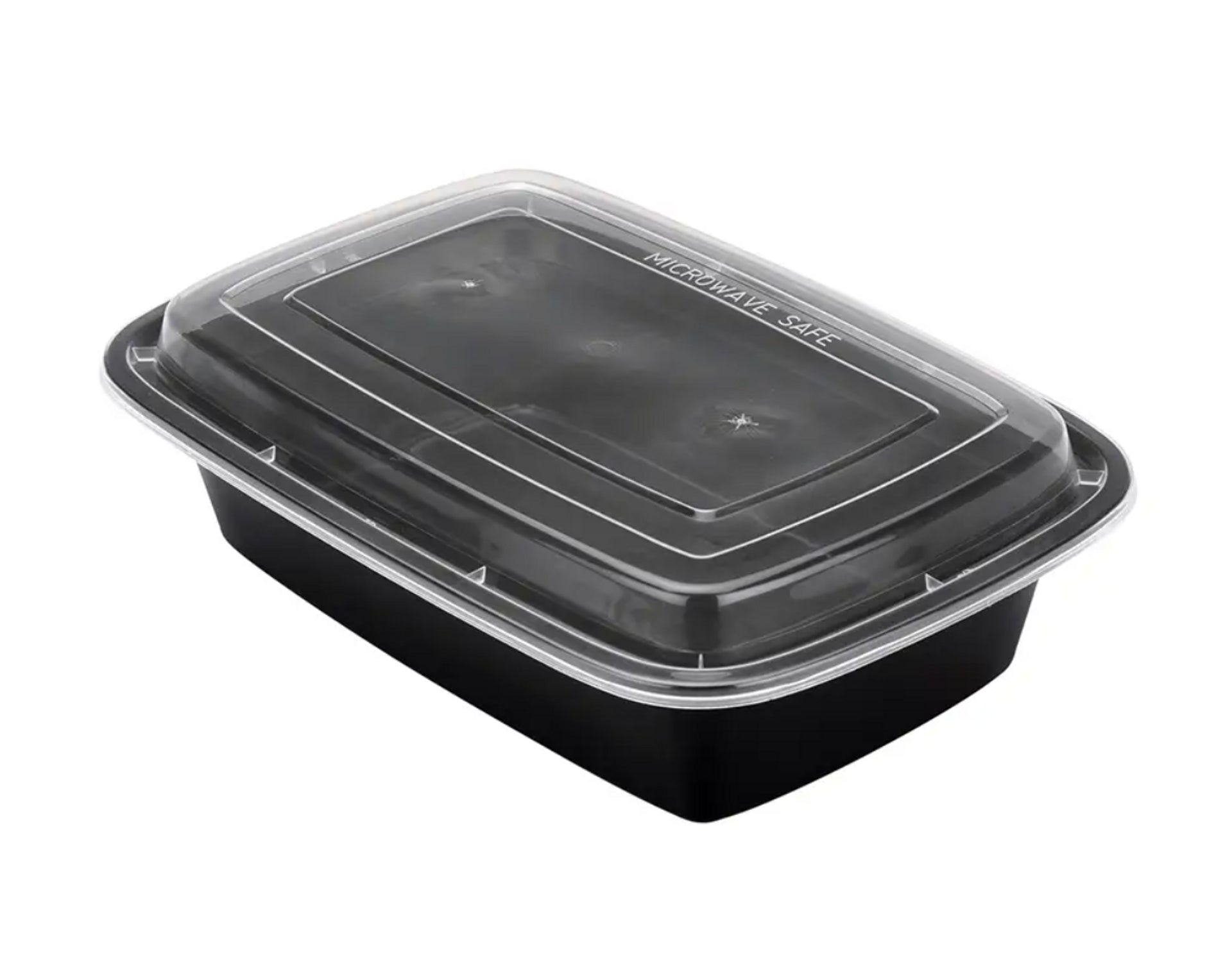 38 oz Rectangle Black Base Container w/ Clear Lid (150/Case)