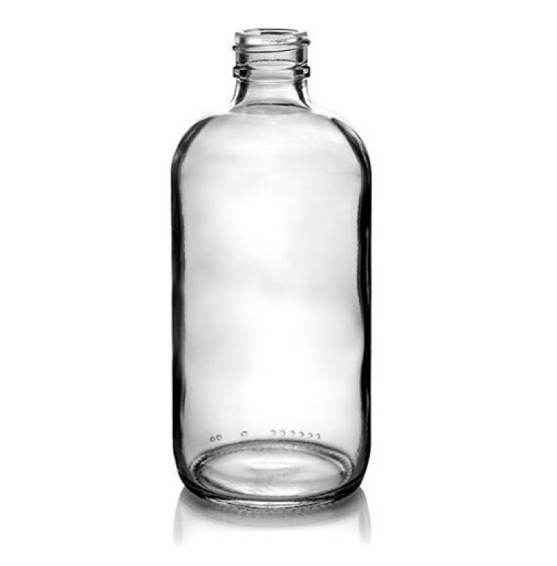 28-400 8 oz Clear Glass Boston Round Bottles (12/Case)